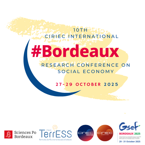 Call for Papers for the 10th CIRIEC International Research Conference on Social Economy – Bordeaux, 27-29 October 2025